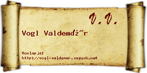 Vogl Valdemár névjegykártya